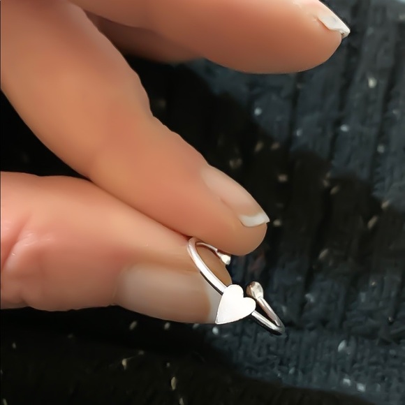 Cute 925 Sterling Silver Double Ball End Adjustable Heart Toe Midi Knuckle Ring - Picture 4 of 13